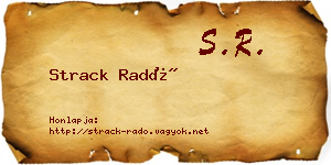 Strack Radó névjegykártya